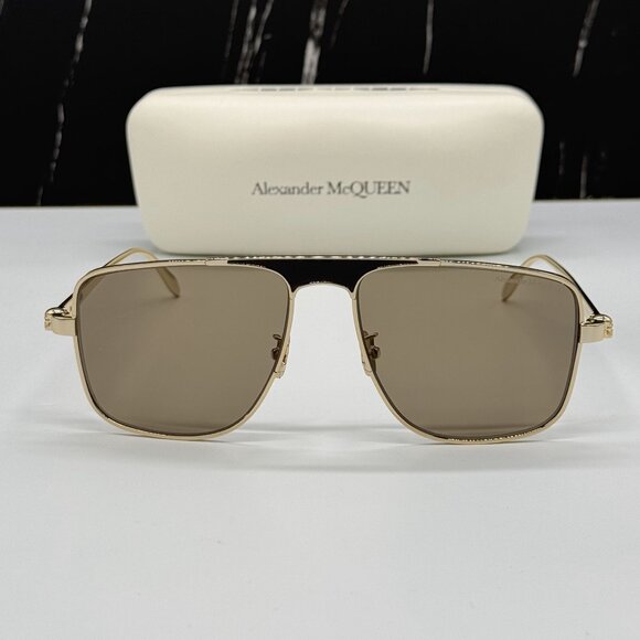 NEW ALEXANDER MCQUEEN AM0200S 002 PILOT FRAME SUNGLASSES Alexander McQueen - Picture 1 of 12